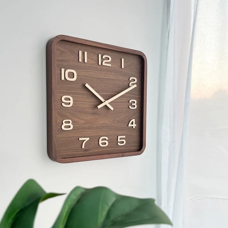 Refined Square Wooden Wall Clock – product view 2