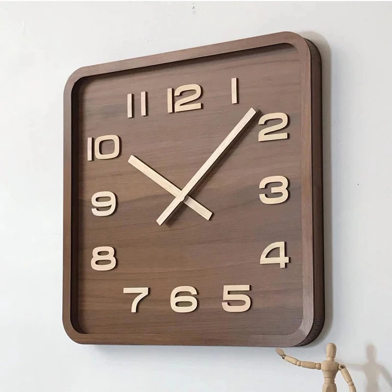 Refined Square Wooden Wall Clock – product view 3