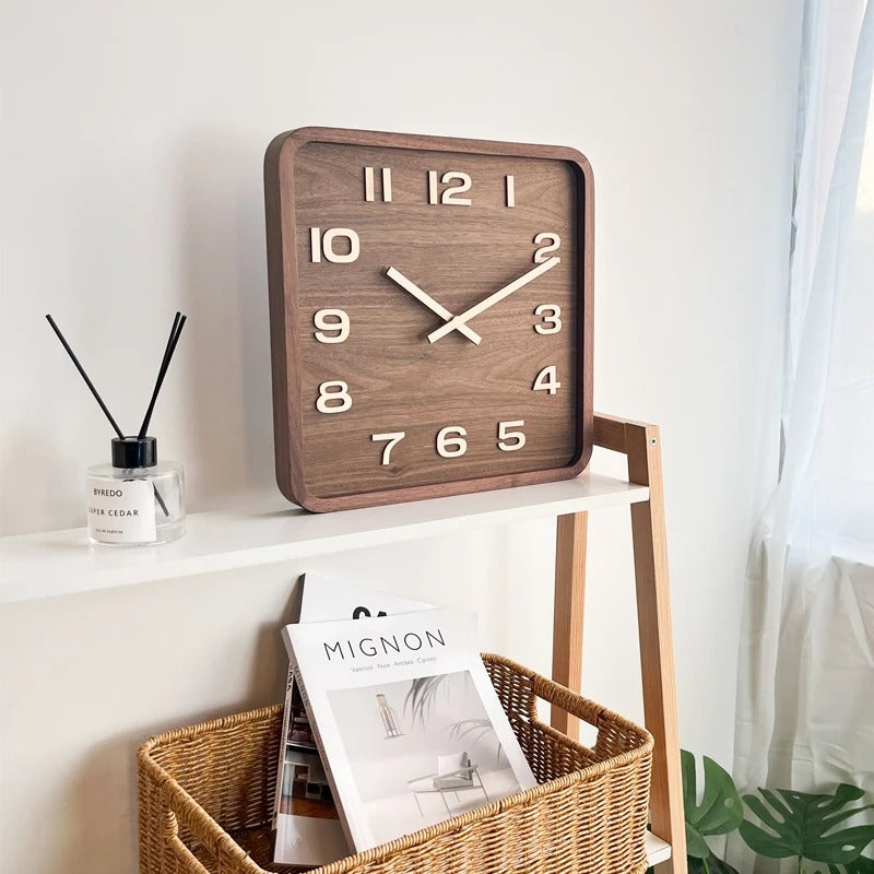 Refined Square Wooden Wall Clock – product view 4