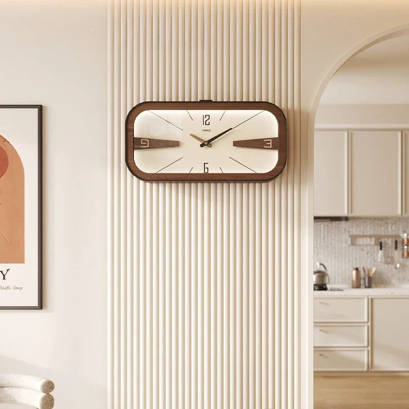 Retro Rectangular Wooden Wall Clock – product view 2