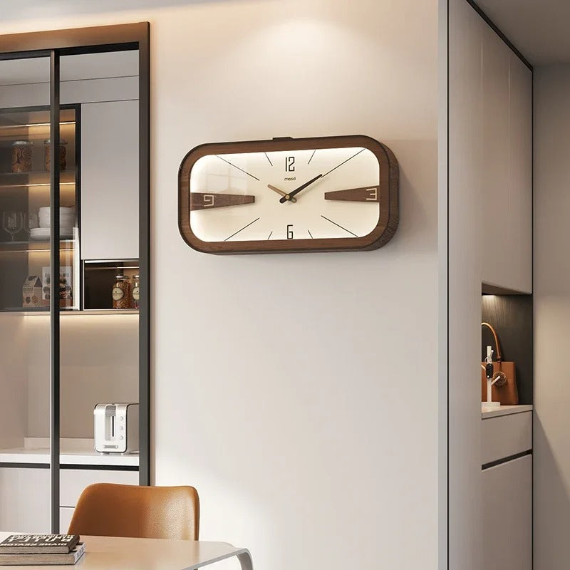 Retro Rectangular Wooden Wall Clock – product view 3