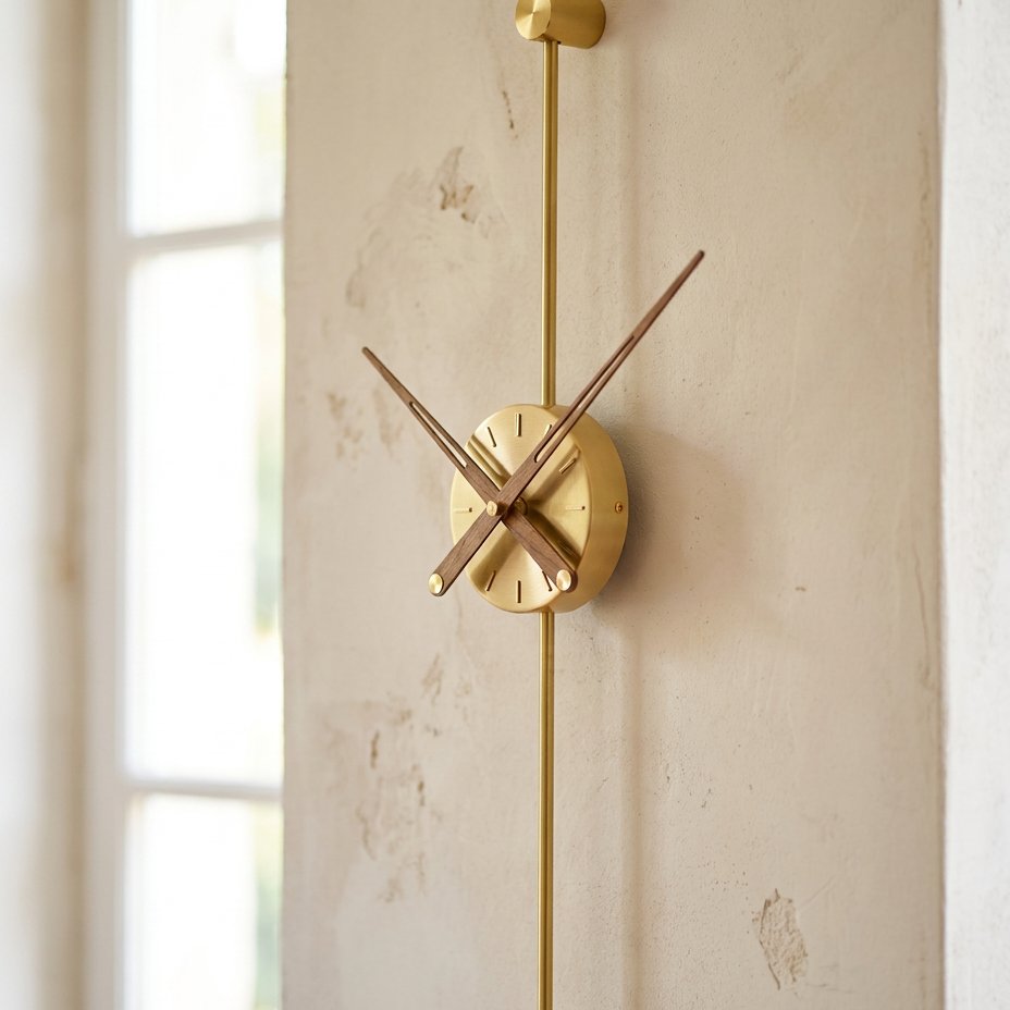 Sleek Gold Metal Pendulum Wall Clock – product view 3