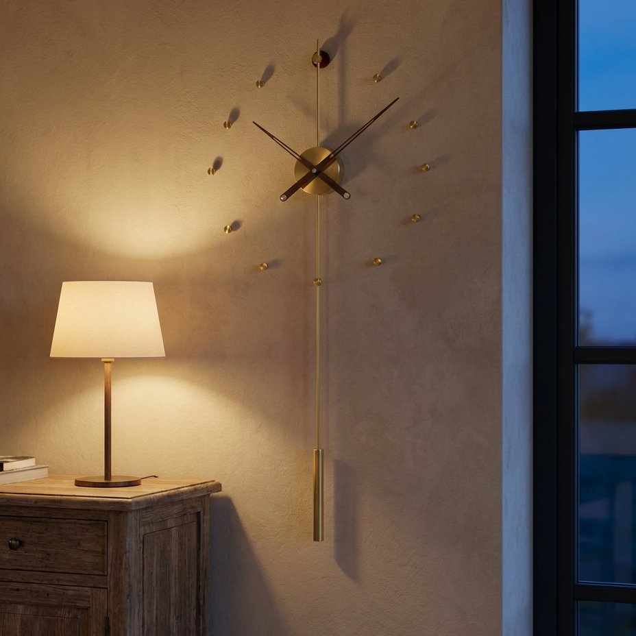 Sleek Gold Metal Pendulum Wall Clock – product view 4