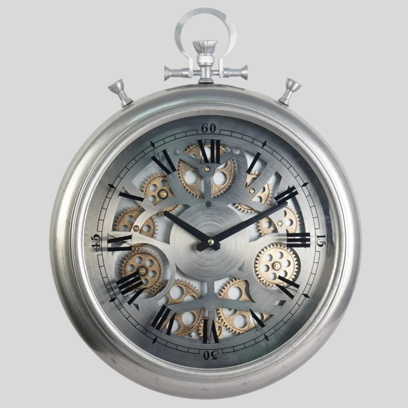 Steampunk Wall Clock Silver – product view 5