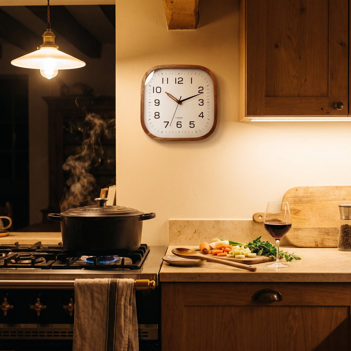 Timeless Square Wooden Wall Clock – product view 3