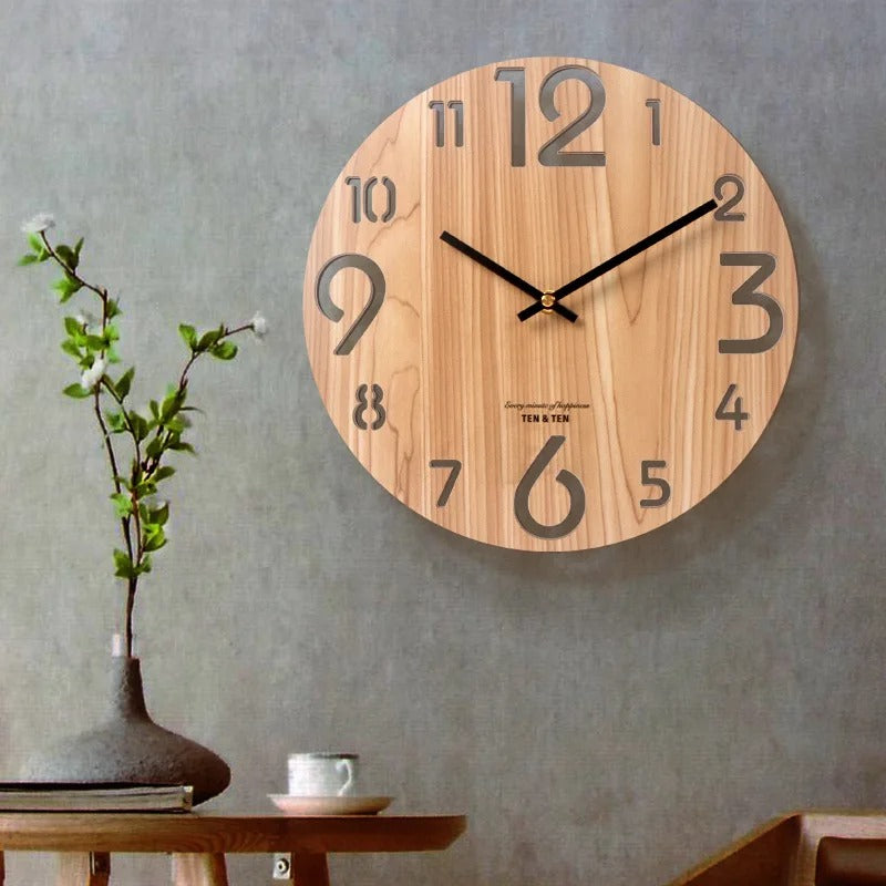 Typographic Wood Wall Clock – product image