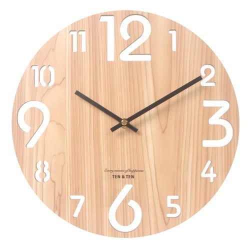 Typographic Wood Wall Clock – product view 2