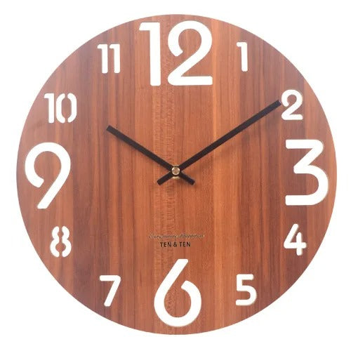 Typographic Wood Wall Clock – product view 3