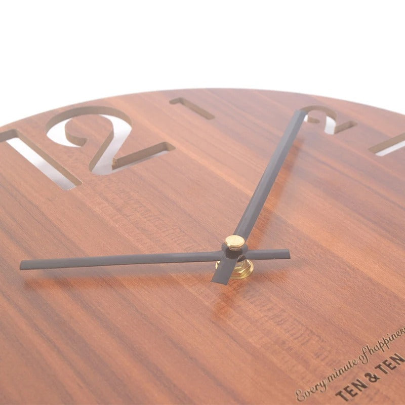 Typographic Wood Wall Clock – product view 4