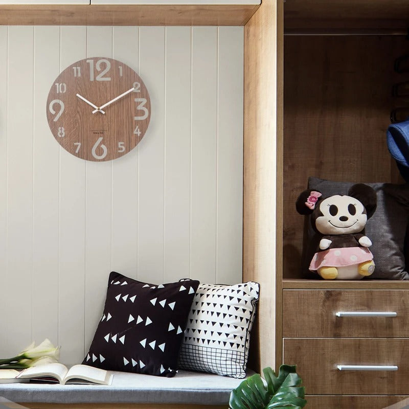 Typographic Wood Wall Clock – product view 6