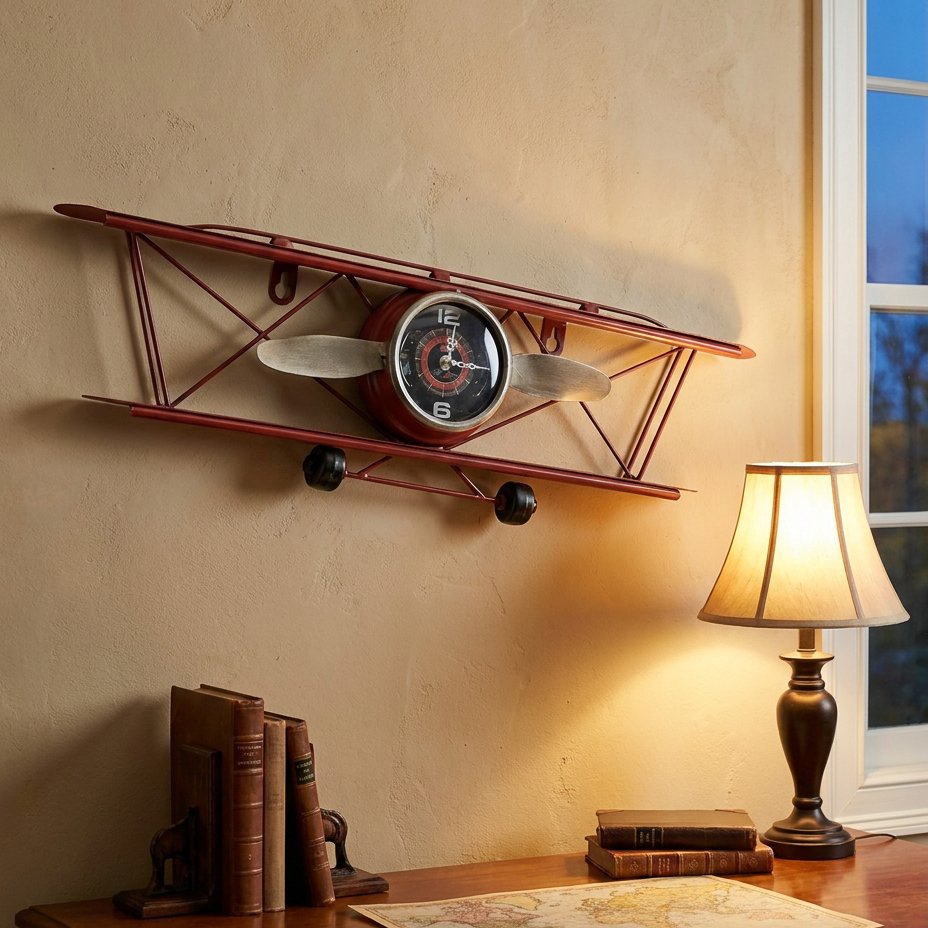 Vintage Airplane Wall Clock – product view 3