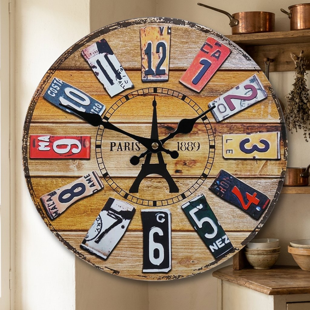 Vintage Paris Plate Wall Clock – product image
