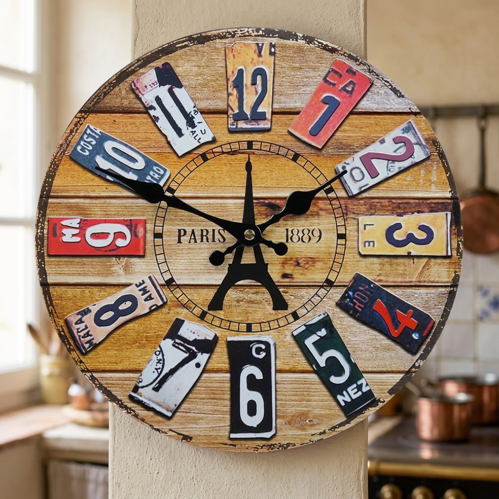 Vintage Paris Plate Wall Clock – product view 3
