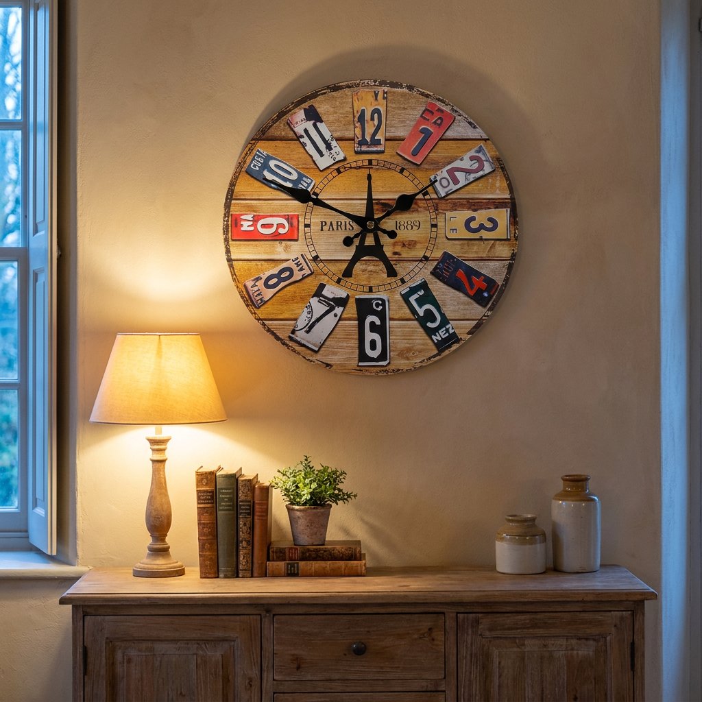 Vintage Paris Plate Wall Clock – product view 4