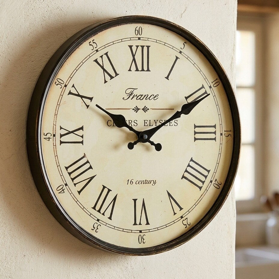 Vintage Roman Numeral Wall Clock – product view 3