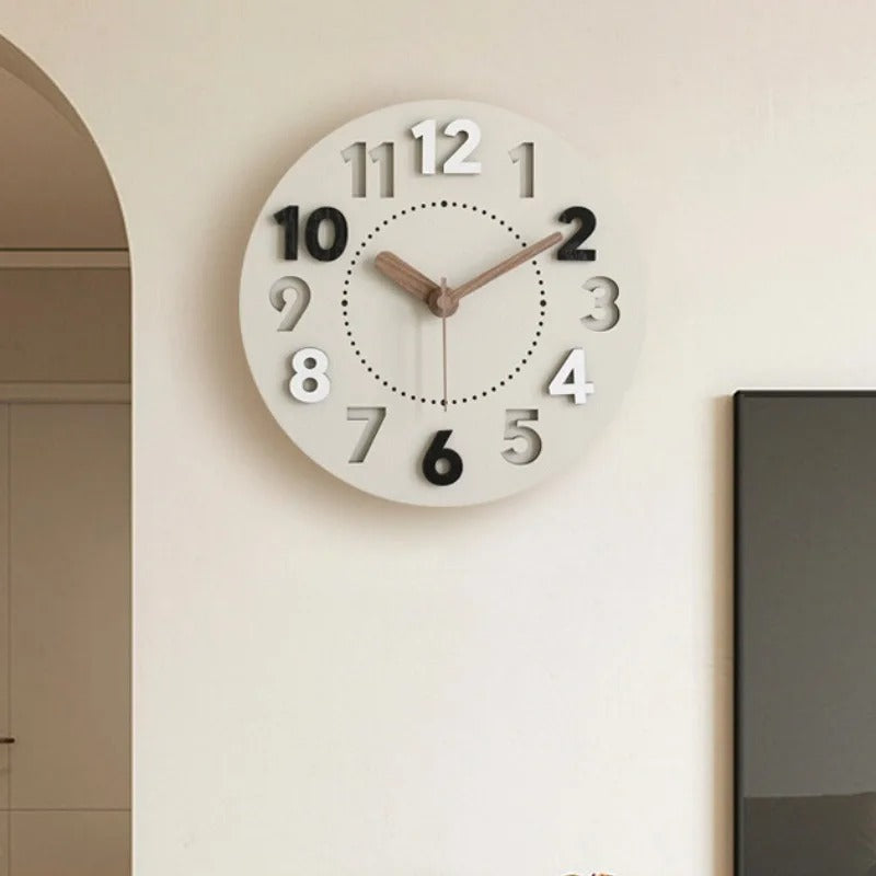 Wood-Effect 3D Numeral Wall Clock – product image
