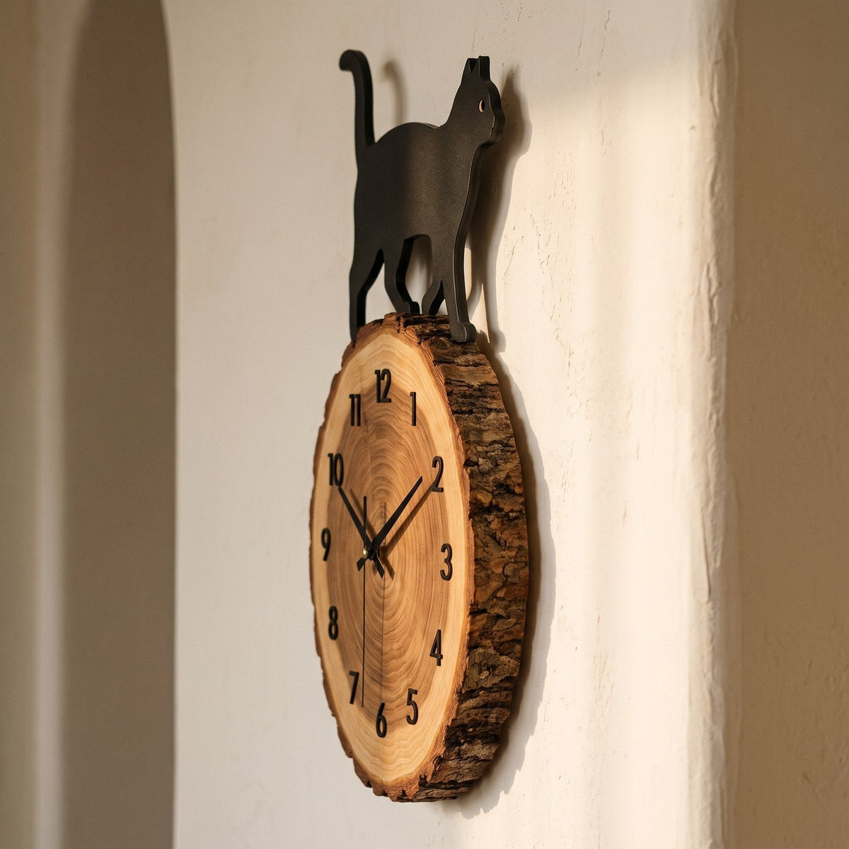 Wooden Cat Wall Clock – product view 4