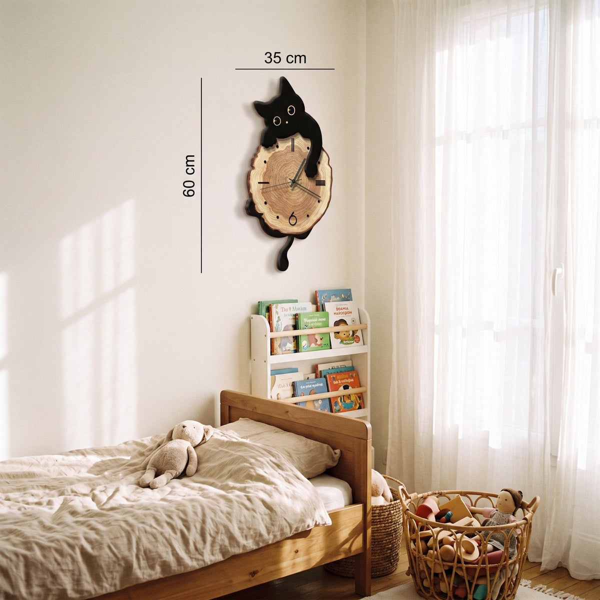 Wooden Cat Wall Clock – product view 8