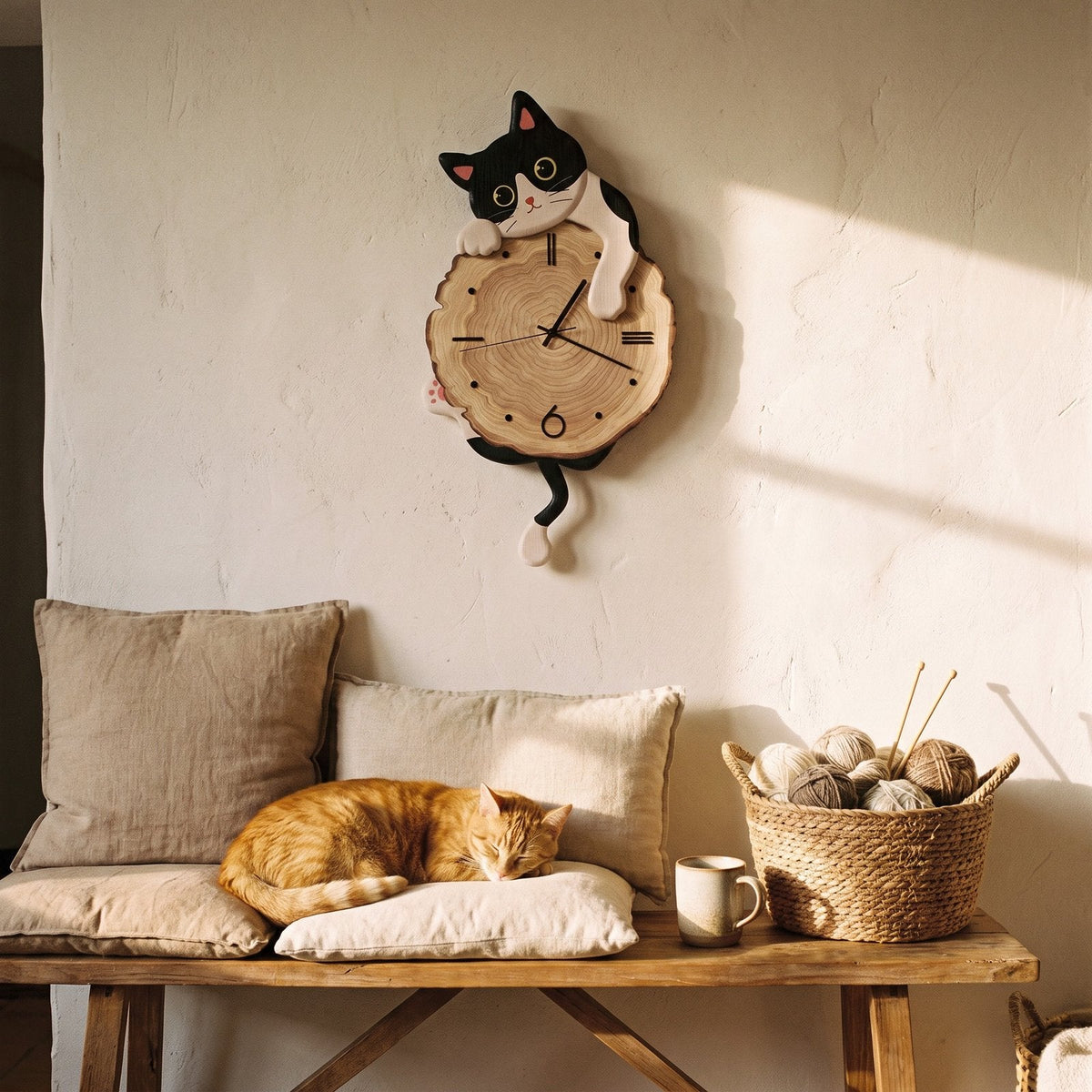 Wooden Cat Wall Clock – product view 9