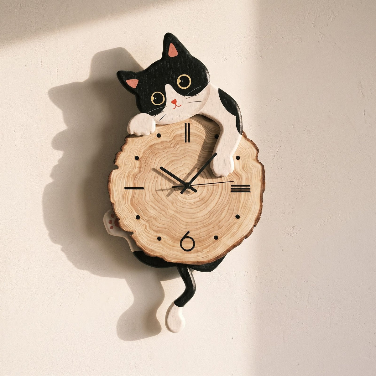 Wooden Cat Wall Clock – product view 10