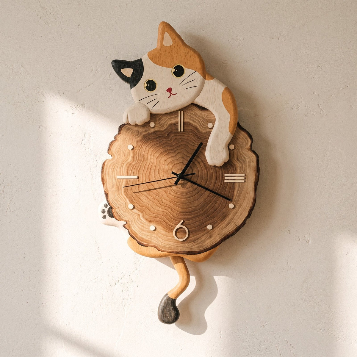 Wooden Cat Wall Clock – product view 12