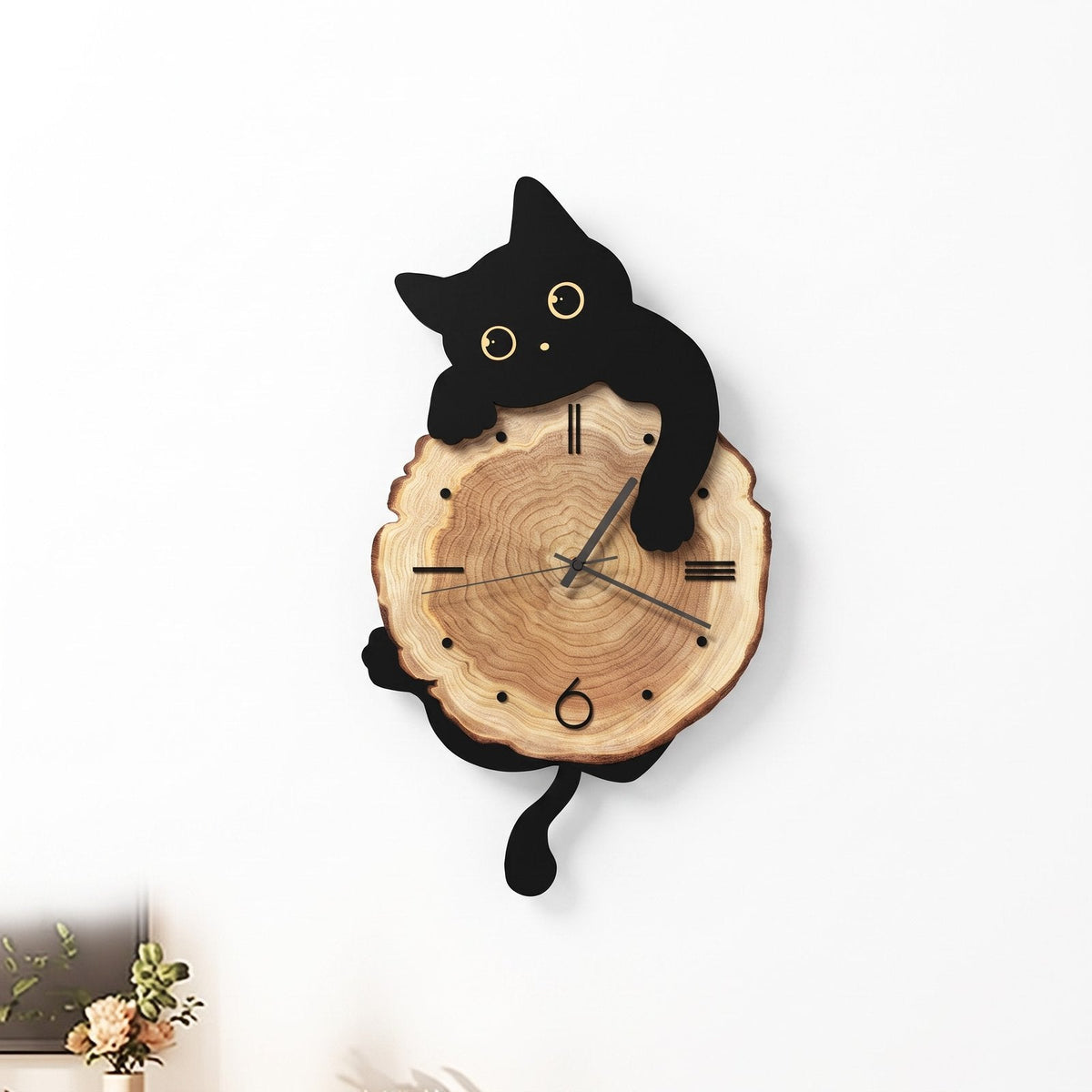 Wooden Cat Wall Clock – product view 13