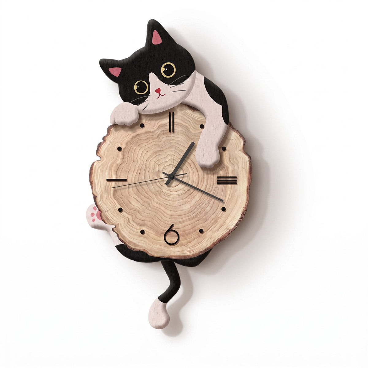 Wooden Cat Wall Clock – product view 14
