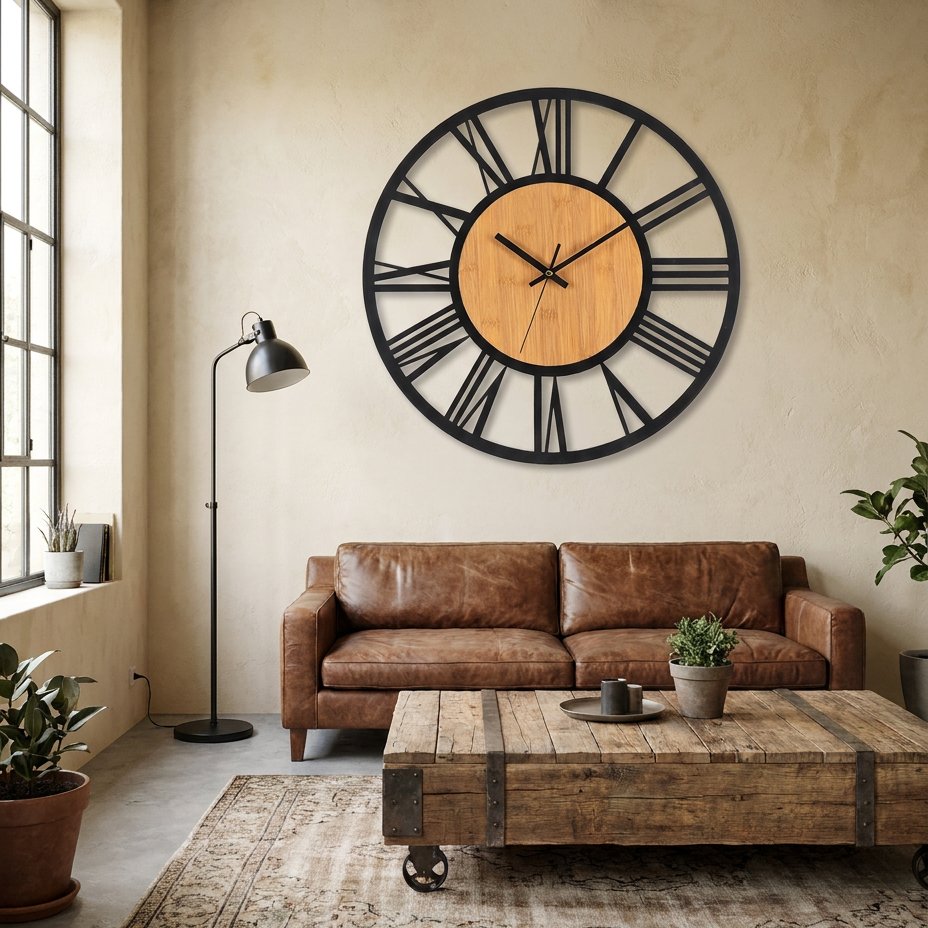 Wooden Circle Wall Clock – product view 2