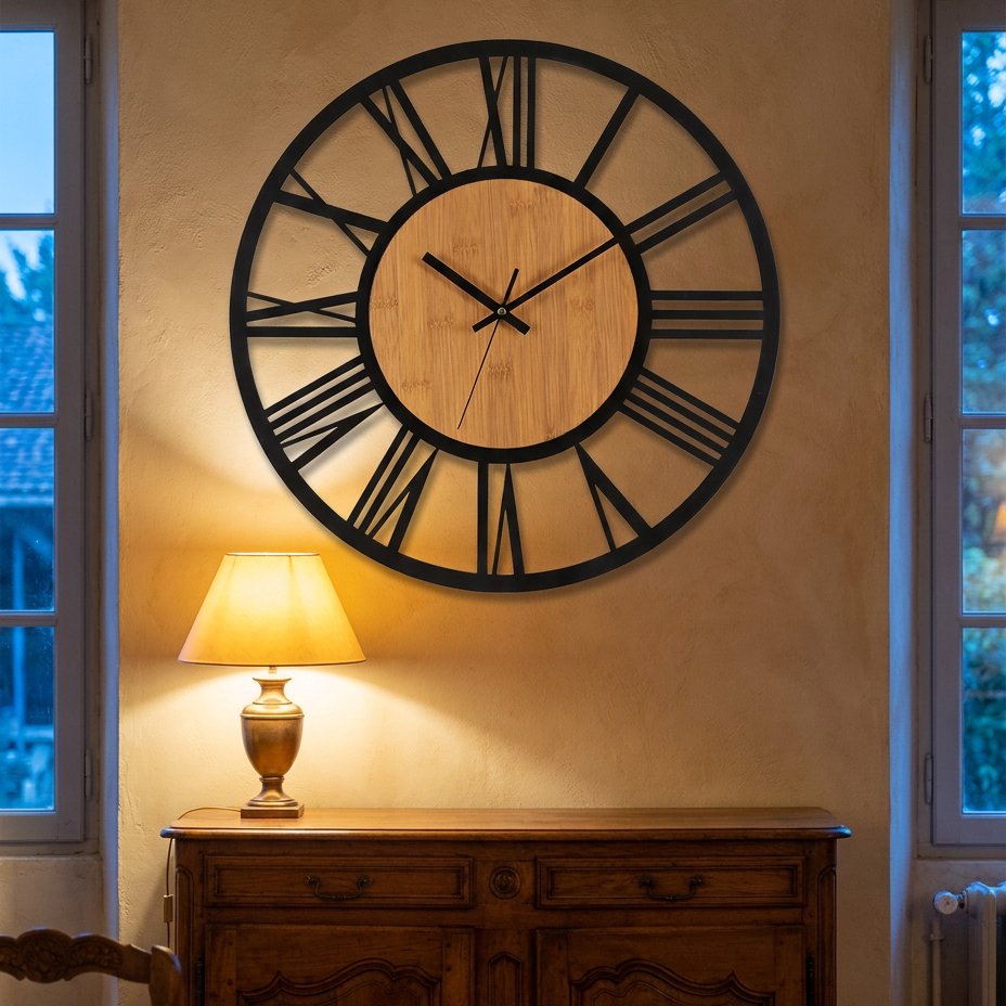 Wooden Circle Wall Clock – product view 3