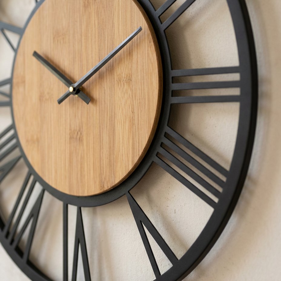 Wooden Circle Wall Clock – product view 4