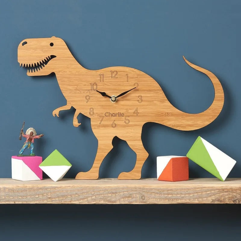 Wooden Dinosaur Wall Clock – product image