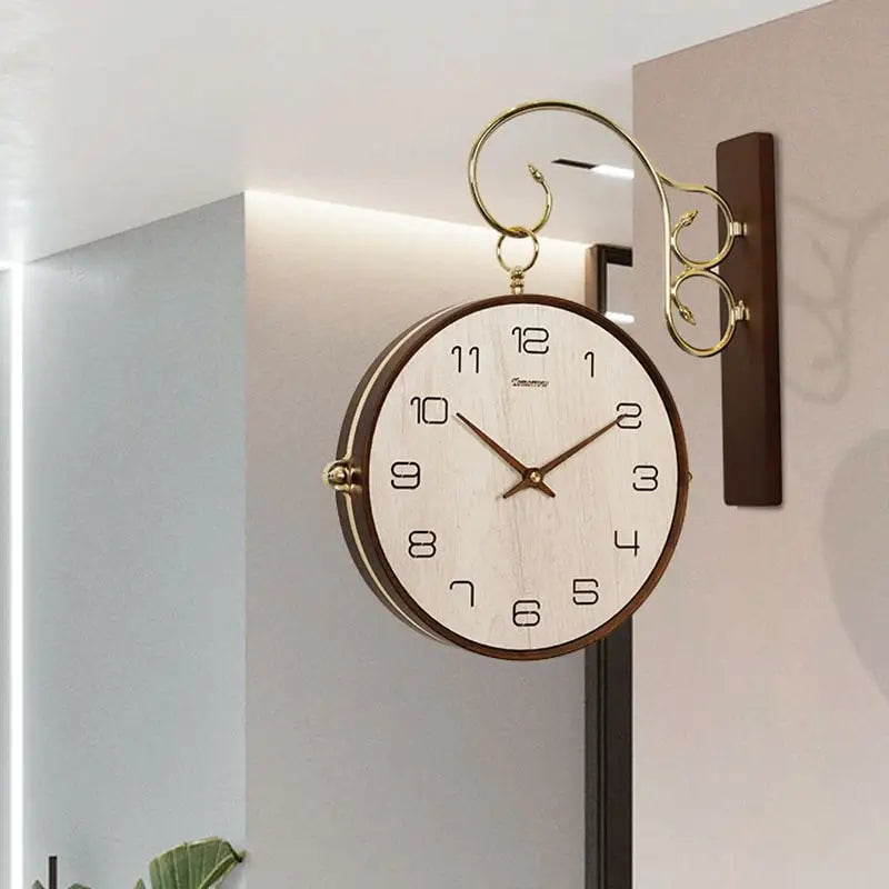 Wooden Double-Sided Wall Clock – view 2