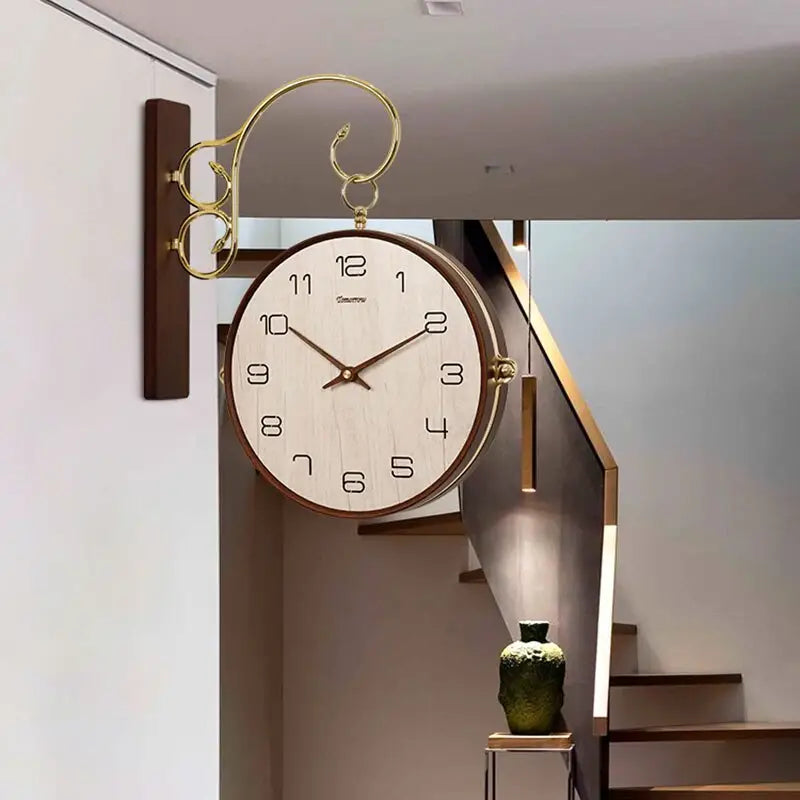 Wooden Double-Sided Wall Clock – view 3