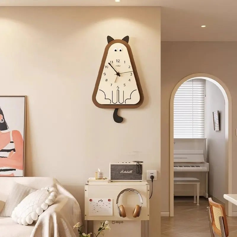 Wooden Feline Silhouette Wall Clock – product image