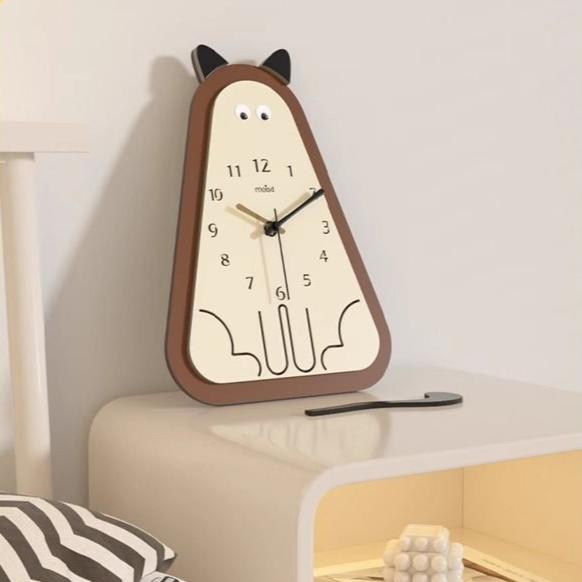 Wooden Feline Silhouette Wall Clock – product view 6
