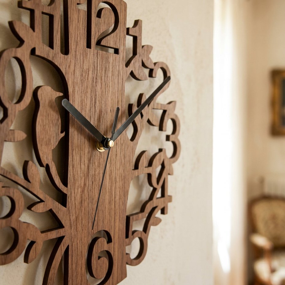 Wooden Tree Wall Clock – product view 3