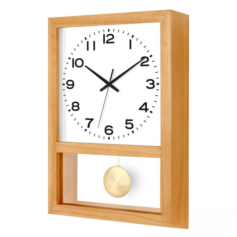 Wooden Wall Clock with Gold Pendulum – product view 2