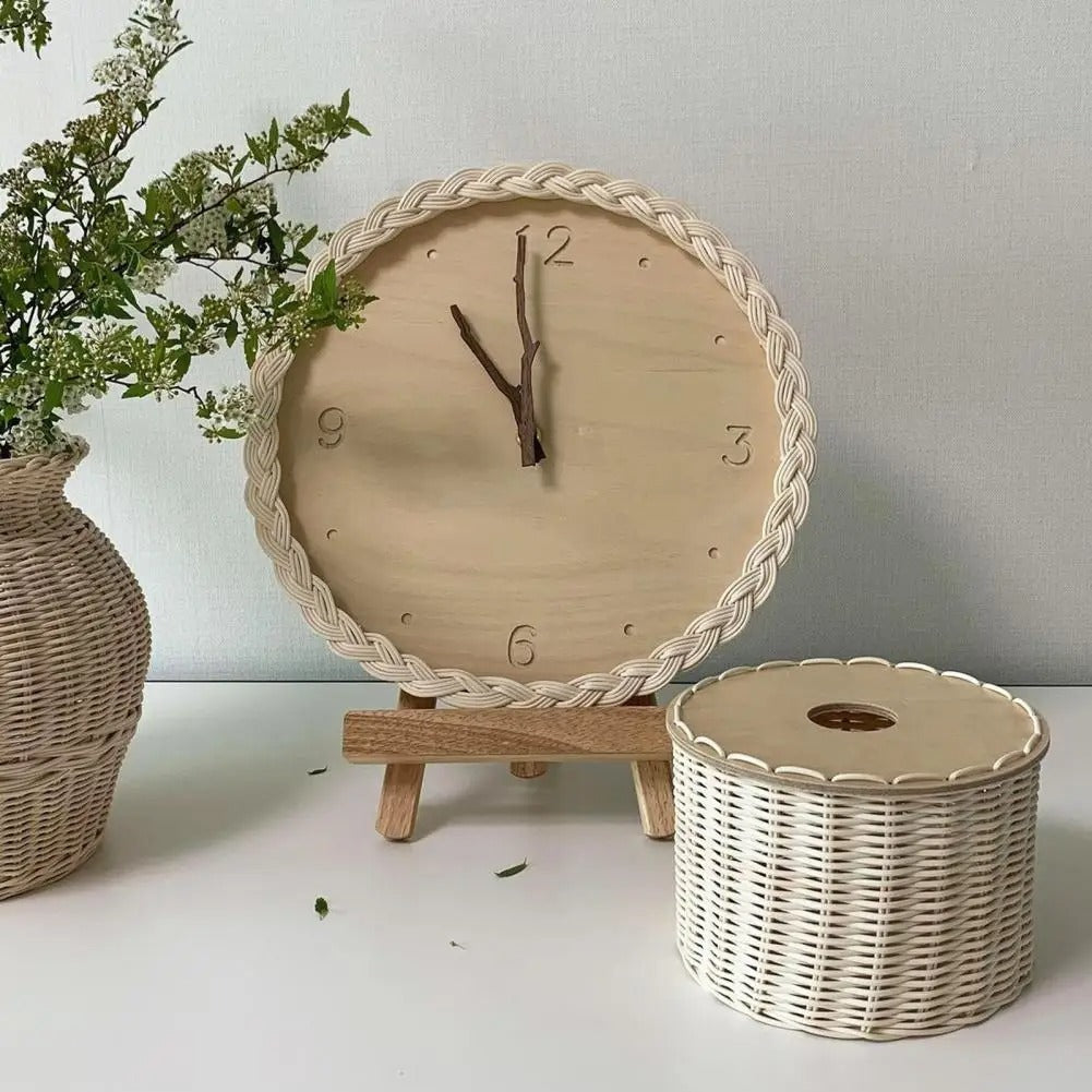 Woven Wood Wall Clock – product view 2