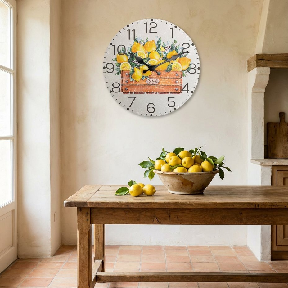 Yellow Lemon Kitchen Wall Clock – product view 2