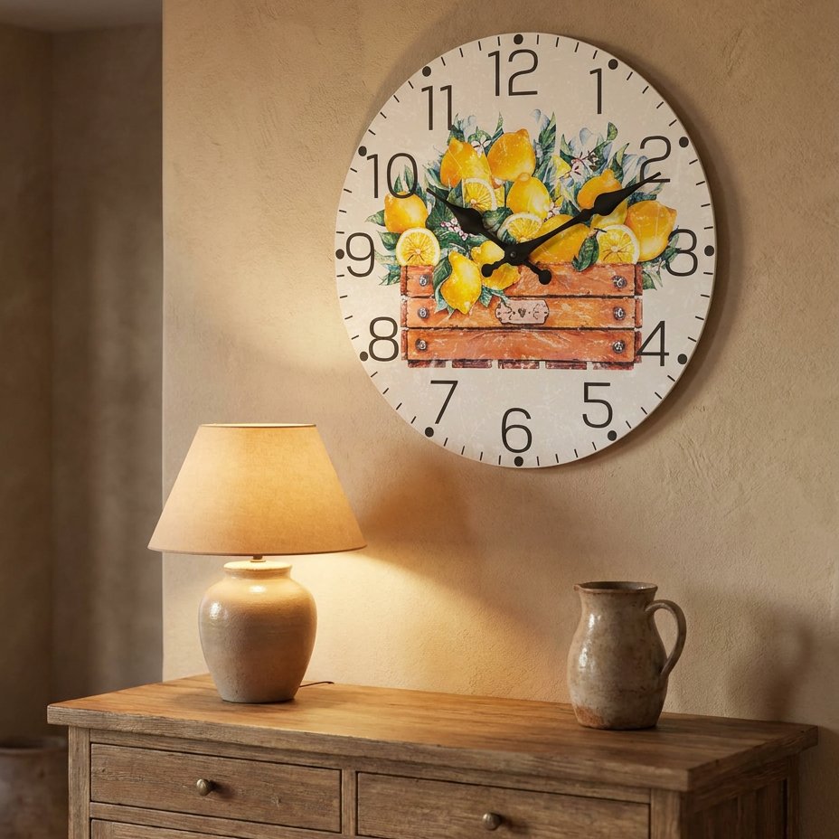 Yellow Lemon Kitchen Wall Clock – product view 3