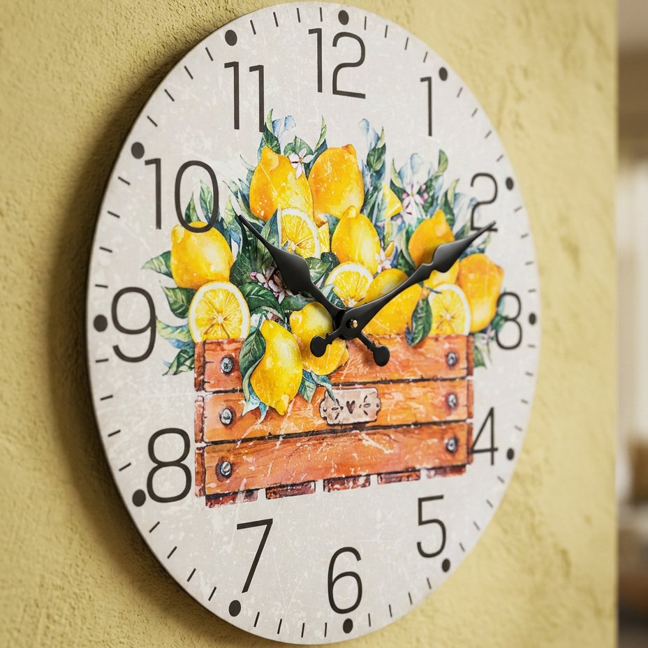 Yellow Lemon Kitchen Wall Clock – product view 4